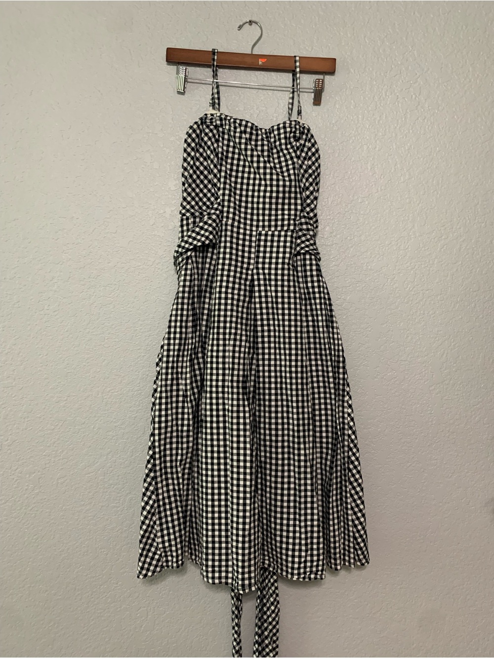 New York & Company Black and White Gingham Sundress with Spaghetti Straps